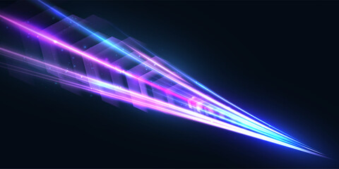 Poster - Abstract light flow of motion dynamics in bright colorful colors. For visual effects on the topic of speed and high-tech interfaces.