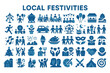 © MdLutfur - Local festival symbols for community, food, and entertainment activities icon set