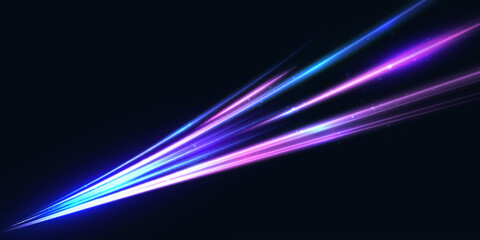 Poster - Abstract light flow of motion dynamics in bright colorful colors. For visual effects on the topic of speed and high-tech interfaces.