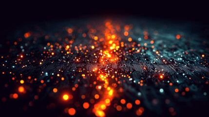 generative art. computer board with depth of field