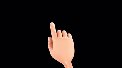 Animated Hand Pointing Upwards Against Black Background, Digital Touch Concept