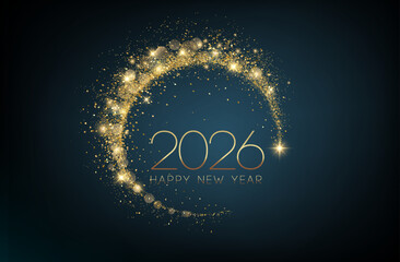 Fototapete - Merry Christmas and Happy New Year Abstract shiny color gold wave design element