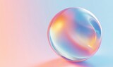 Iridescent sphere on pastel background, abstract design