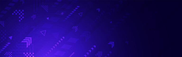 Wall Mural - arrow background. technology design with glowing upward arrows and geometric patterns in dark purple