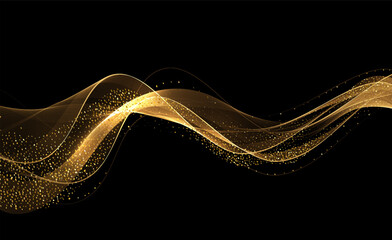 Fototapete - Abstract shiny color gold wave design element
