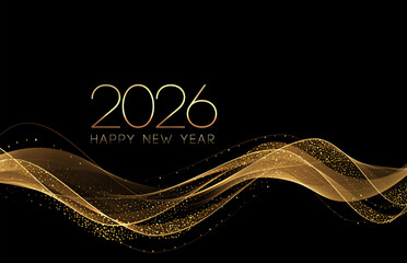Fototapete - Merry Christmas and Happy New Year Abstract shiny color gold wave design element