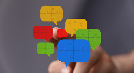 Aufkleber - Teamwork, problem-solving, collaboration, communication, strategy, innovation, solutions, ideas, connection, puzzle, teamwork, success, planning, vision, s