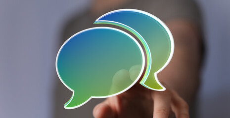 Aufkleber - Abstract image of two speech bubbles, representing communication and conversation.