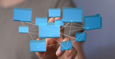 Aufkleber - Abstract image depicting a network of interconnected digital folders, symbolizing data management and cloud storage.