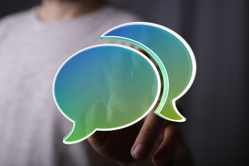 Poster - Abstract image of two speech bubbles.  Perfect for communication, dialogue, and conversation concepts.