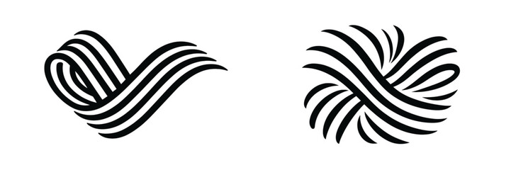 Aufkleber - Artistic black and white lines creating dynamic wave and knot shapes in minimalistic design