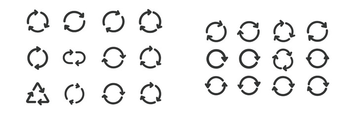 Aufkleber - Various styles of circular arrows representing recycling and refresh concepts in a minimalist design