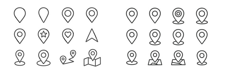 Leinwandbilder - Collection of various location pin icons in minimalistic style displayed on a clean background