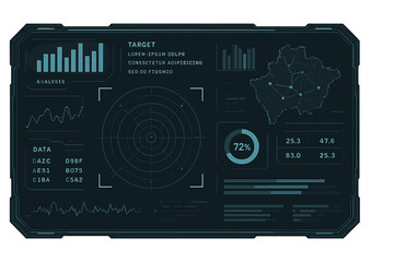 Leinwandbilder - Data dashboard displays target analysis with metrics and visuals for decision-making at an advanced technology facility
