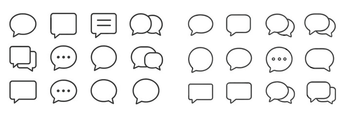Fototapete - Collection of various speech bubble designs in black outline for graphic use and communication concepts
