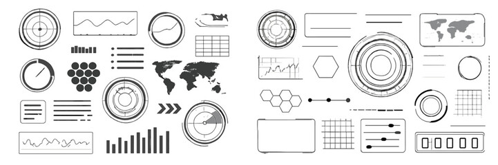 Leinwandbilder - Graphs, charts, and maps illustrating data analysis and business insights in a modern design style