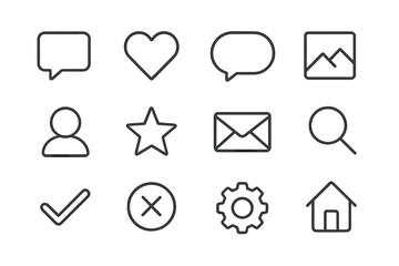 Aufkleber - Icons representing social media and communication tools in a minimalistic design suitable for digital applications