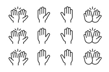 Fototapete - Various hand gesture icons representing clapping, greeting, and high-fiving suitable for digital communication use