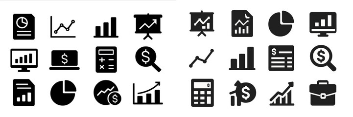 Aufkleber - Graphics depicting various financial and analytical symbols relevant to business analysis and report generation
