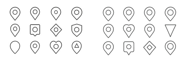 Poster - Creative collection of various location markers and icons displayed in a grid format for design and map-related projects