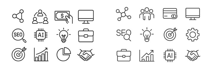 Poster - Digital marketing icons illustrating teamwork, technology, and strategy in a modern workspace infographic design