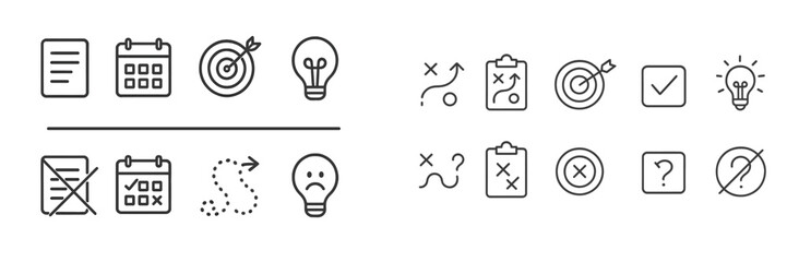 Aufkleber - Icons representing various tasks, goals, and ideas in a minimalist style with a modern design aesthetic