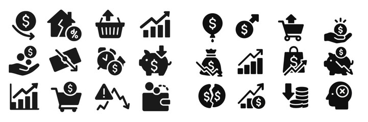 Poster - Financial icons illustrating growth, investment, and market trends in business environment