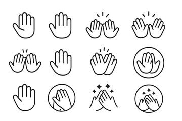 Aufkleber - Collection of hand gesture icons representing greeting and applause in a modern and minimalist style