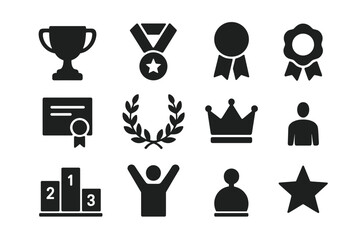 Poster - Collection of award and achievement symbols displaying recognition and success in various fields