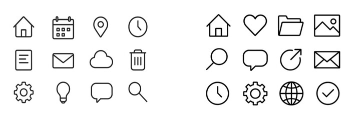 Aufkleber - Modern line icons representing common concepts in digital communication and organization