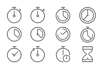 Leinwandbilder - Various clock and timer icons displayed in a grid, illustrating different timekeeping concepts and styles