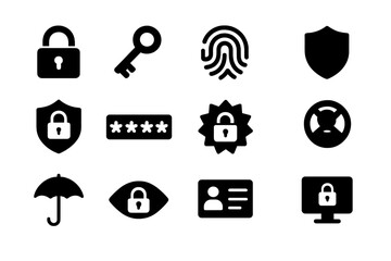 Aufkleber - Security icons representing protection, privacy, and access control for digital and physical security solutions
