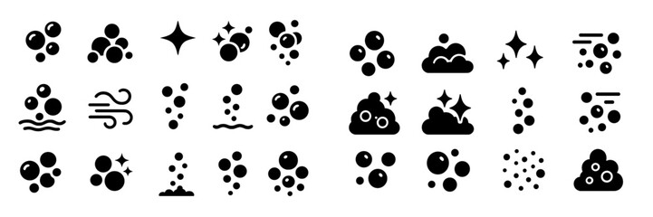 Aufkleber - Symbols representing elements like air, water, stars, and clouds are grouped for design and illustration purposes in a minimalist style