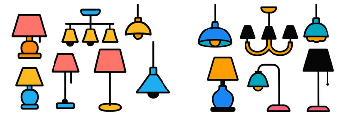 Aufkleber - Colorful collection of various lamp designs showcasing modern aesthetics and artistic styles