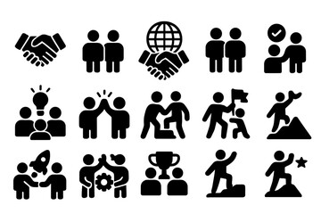 Aufkleber - Business cooperation and teamwork symbols representing collaboration and success in various activities