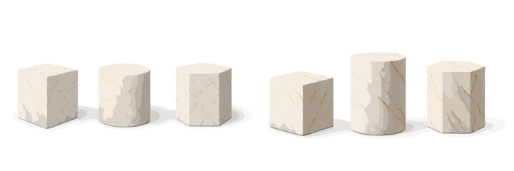 Aufkleber - Stylish marble geometric shapes arranged in a modern interior setting during daylight
