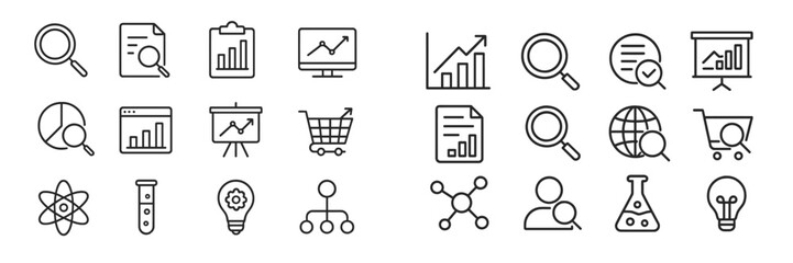 Leinwandbilder - Icons depicting data analysis and research tools used in modern business environments for growth and insights