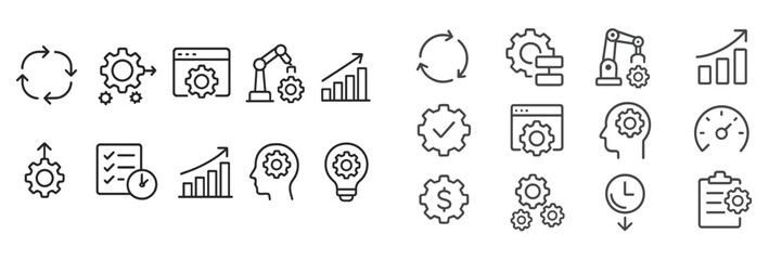 Aufkleber - Icons illustrating concepts of technology, automation, and productivity in a modern workflow setting