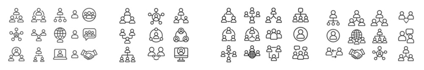 Fototapete - Diverse group of icons representing connections, teamwork, and communication in a modern digital workspace setting