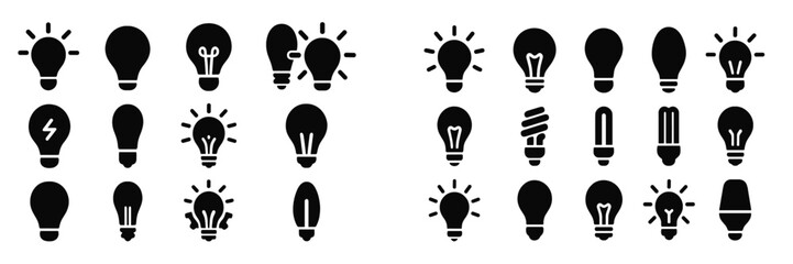Aufkleber - Variety of light bulb silhouettes showcasing different designs and styles for creative projects and presentations