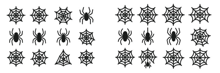 Aufkleber - Collection of spider and web illustrations suitable for various design projects and Halloween decorations