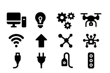 Aufkleber - Collection of technology and connection icons representing modern digital tools and devices