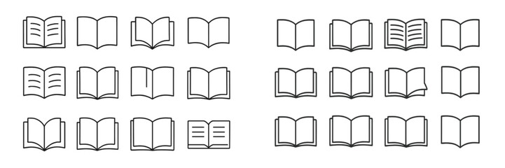 Aufkleber - Set of open and closed book illustrations arranged neatly on a white background for educational use