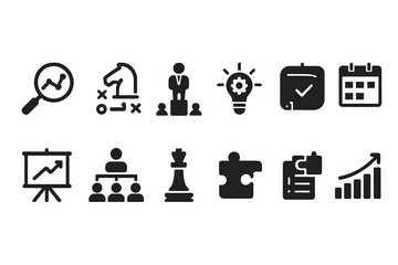 Leinwandbilder - Engaging icons representing business analysis, strategy, and collaboration for professional use