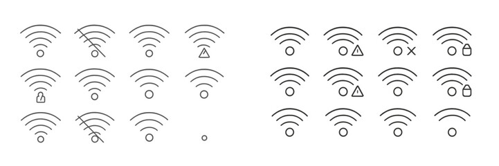 Fototapete - Visual representation of network signal icons indicating various statuses and alerts in digital connectivity
