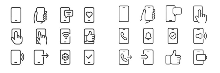 Aufkleber - Collection of smartphone icons representing various functions and actions for mobile devices