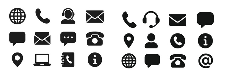 Fototapete - Icon set featuring communication symbols representing global connectivity and modern information technology practices in various formats