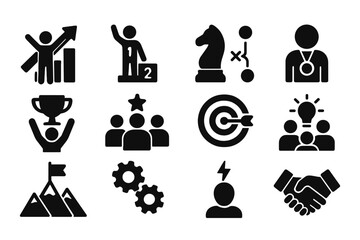 Aufkleber - Symbols representing achievement, competition, and teamwork in a business and sports context