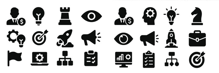 Aufkleber - Business icons representing strategy, innovation, and leadership in modern corporate settings