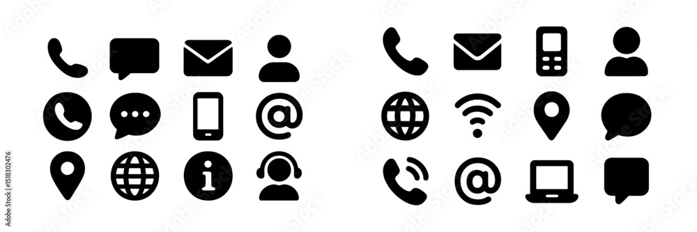 Collection of communication icons showcasing modern digital ...